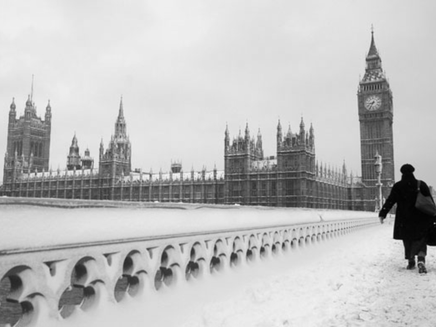 Снег в Лондоне Биг Бен