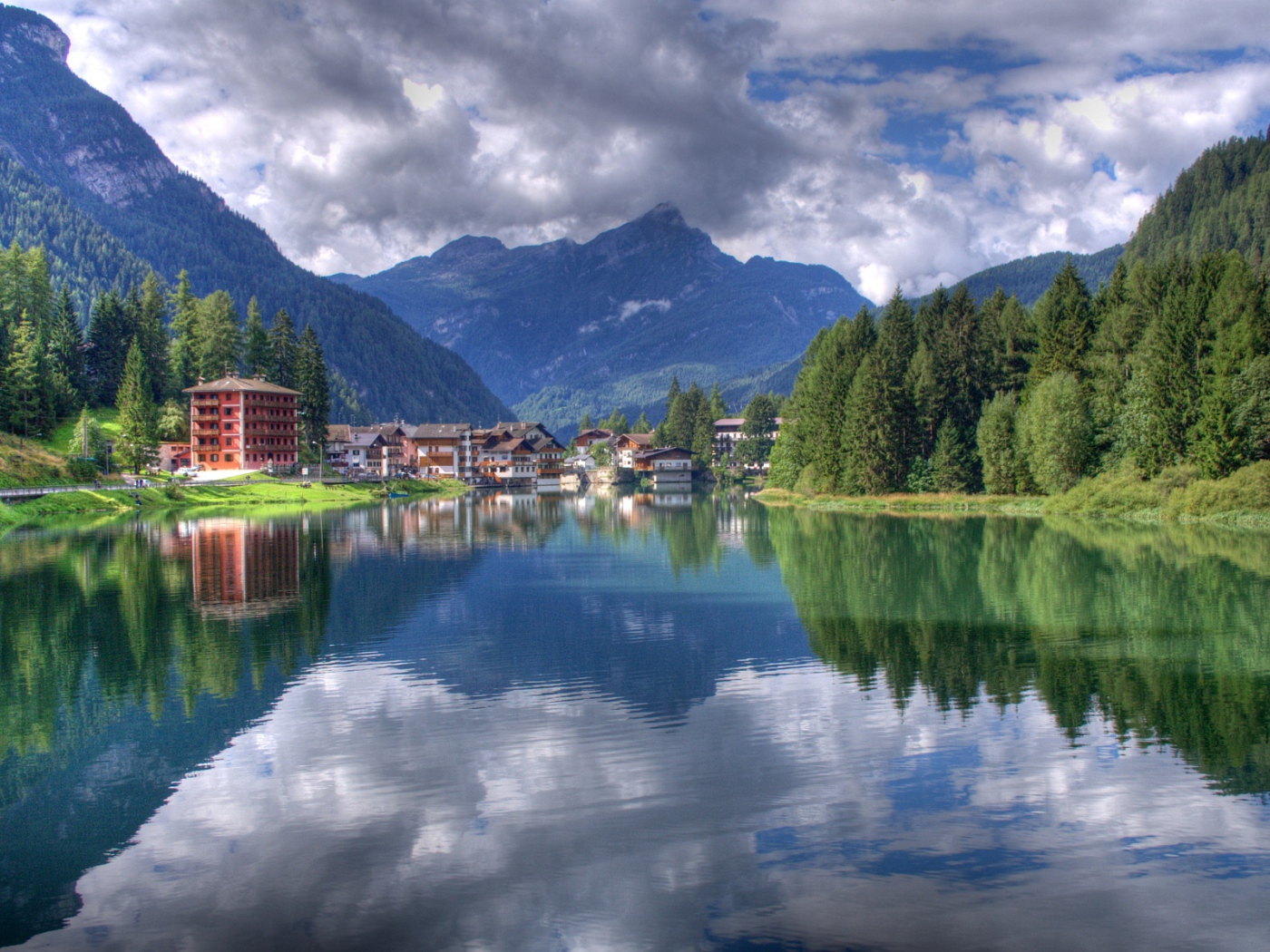 Lake in the resort Alleghe, Italy