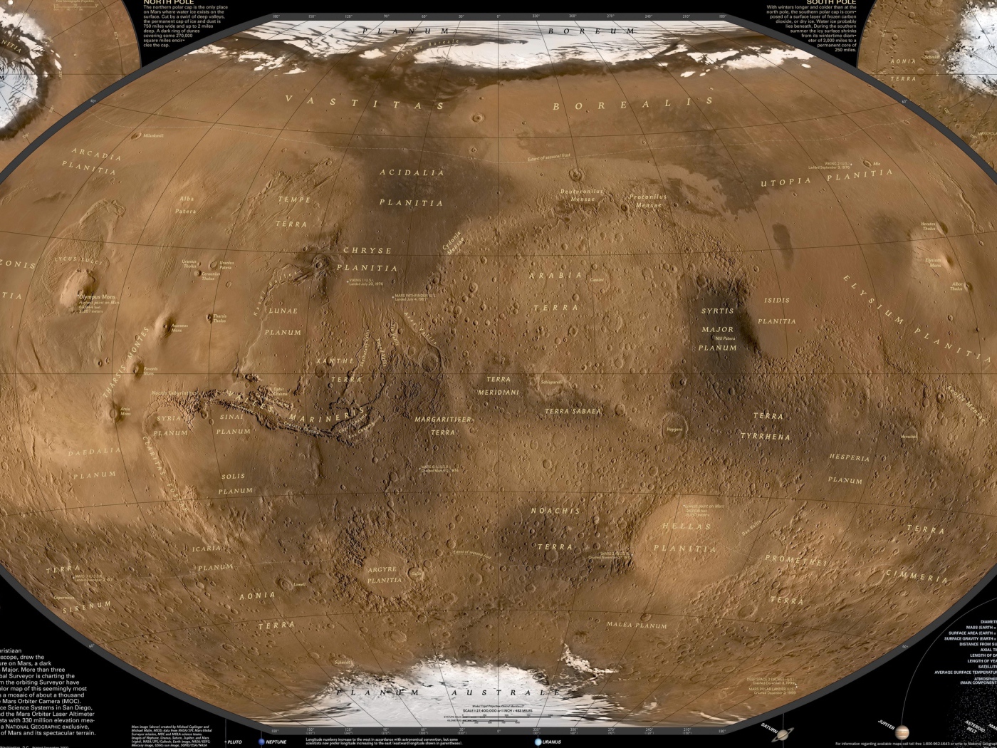 Большая карта поверхности Марса