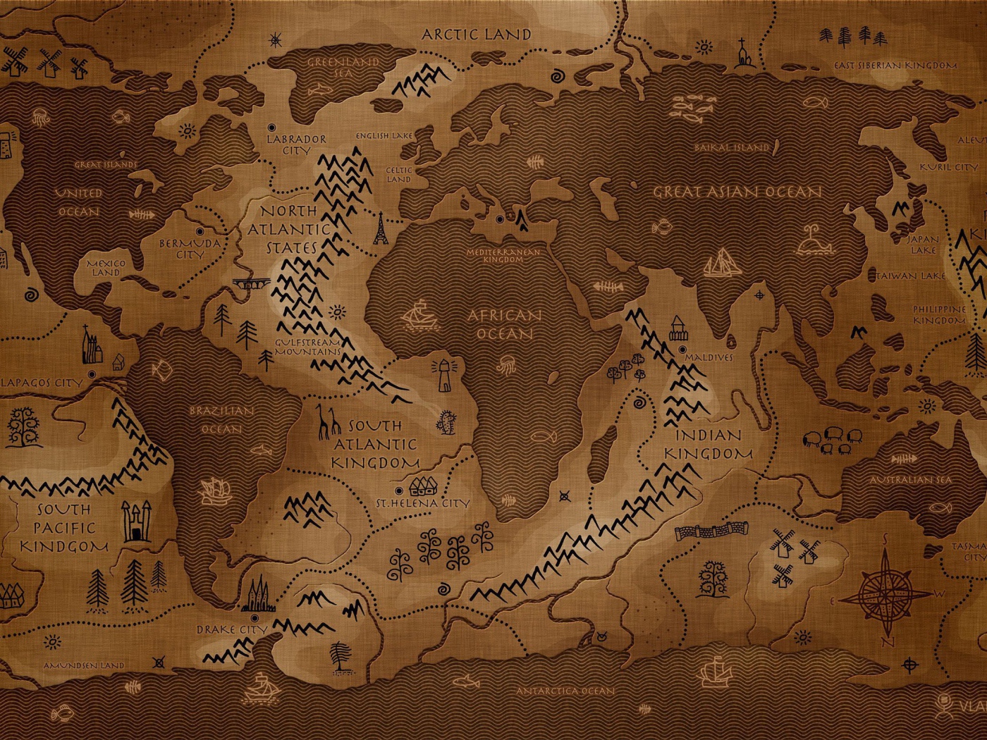 Карта наоборот суша вместо океана