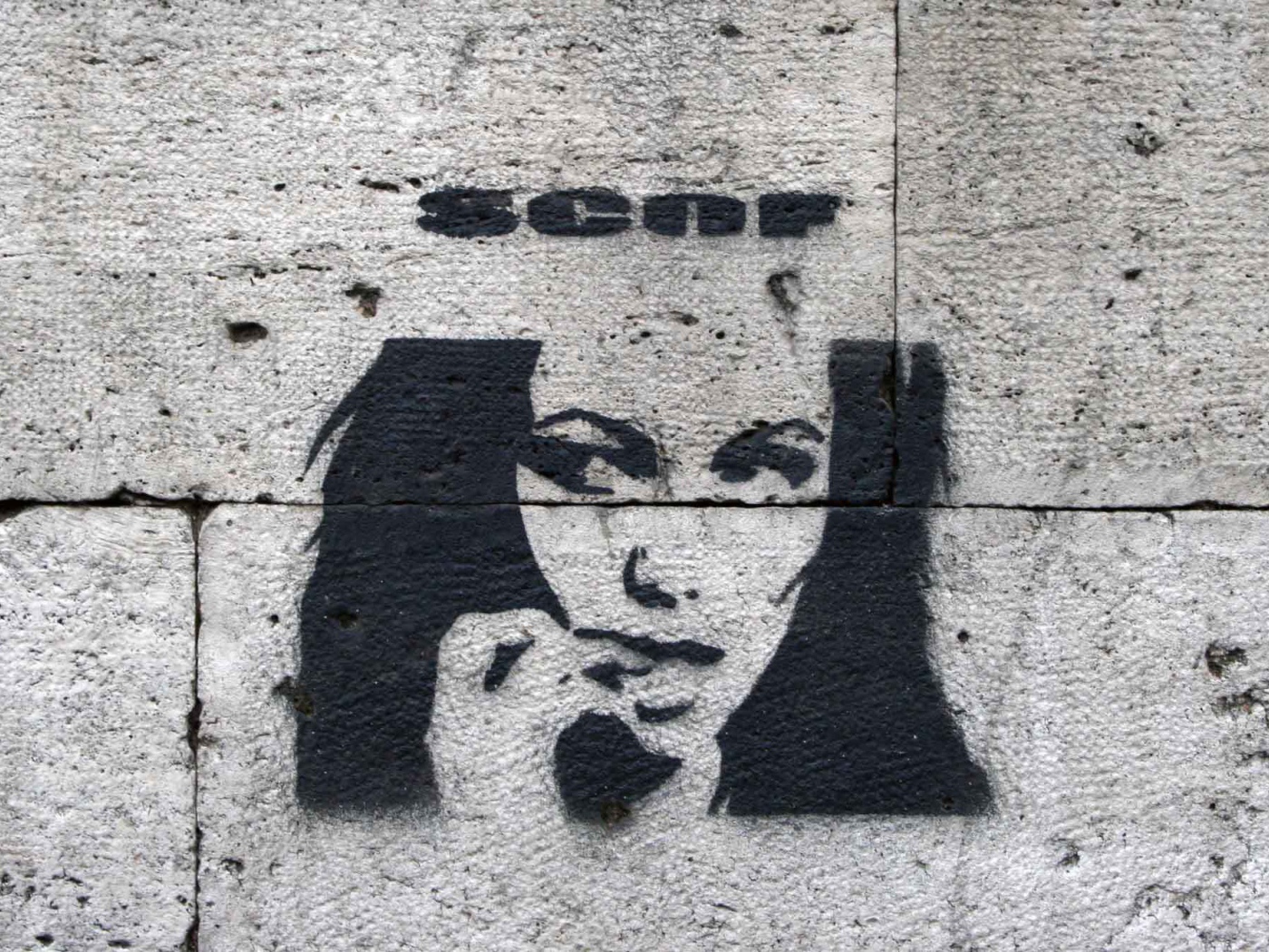 Рисунок девушки на стене