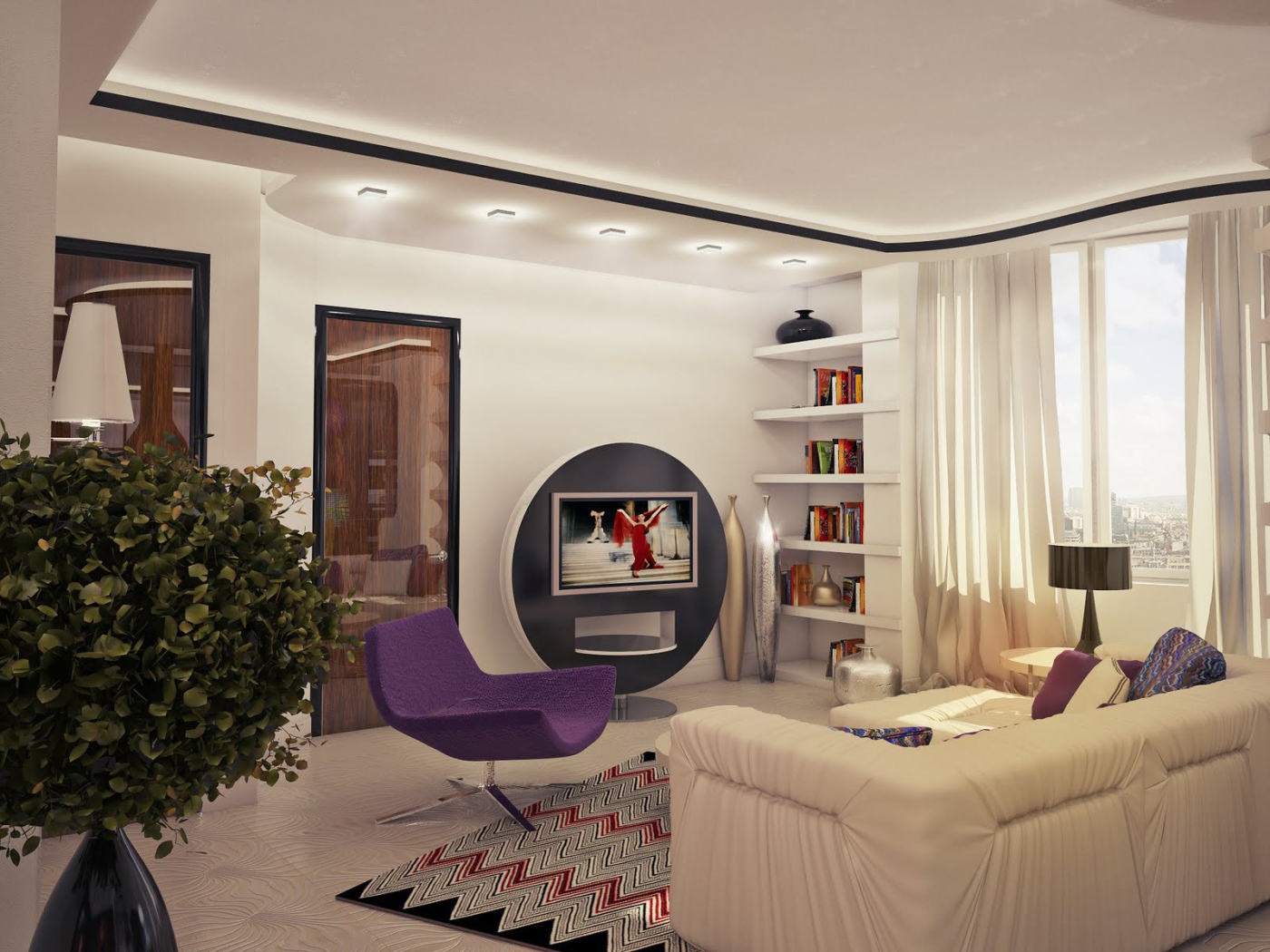 Зеленый букет в гостиной