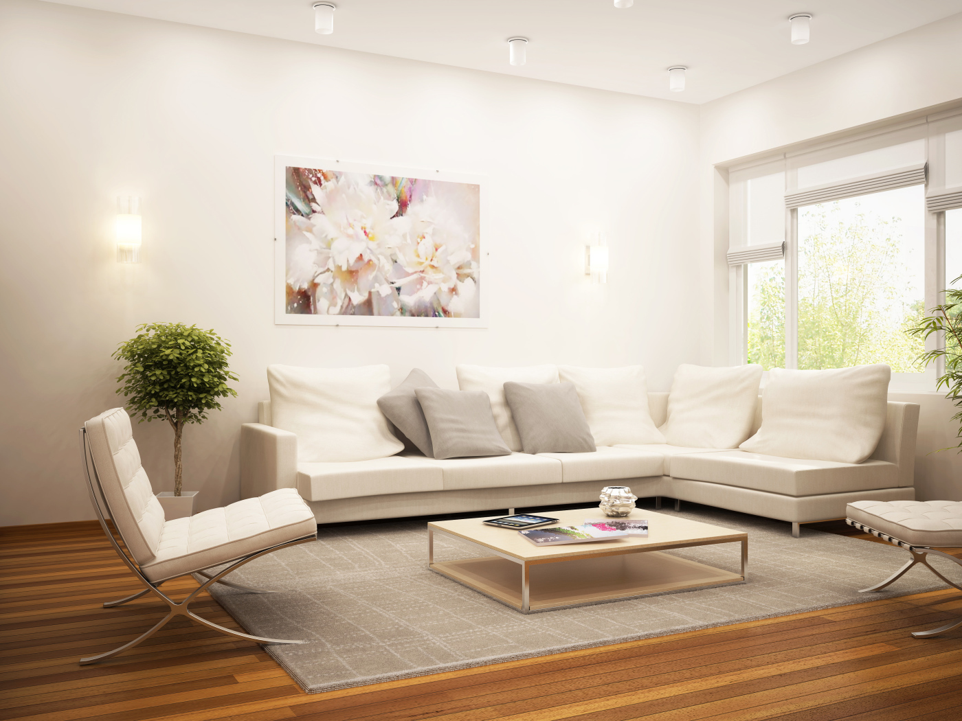 Большая софа в гостиной