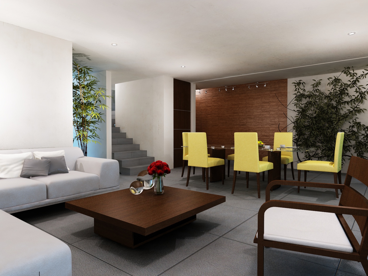 Светло желтые стулья в столовой