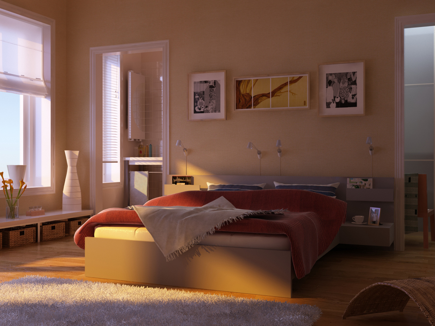 Спалня в стиле крем