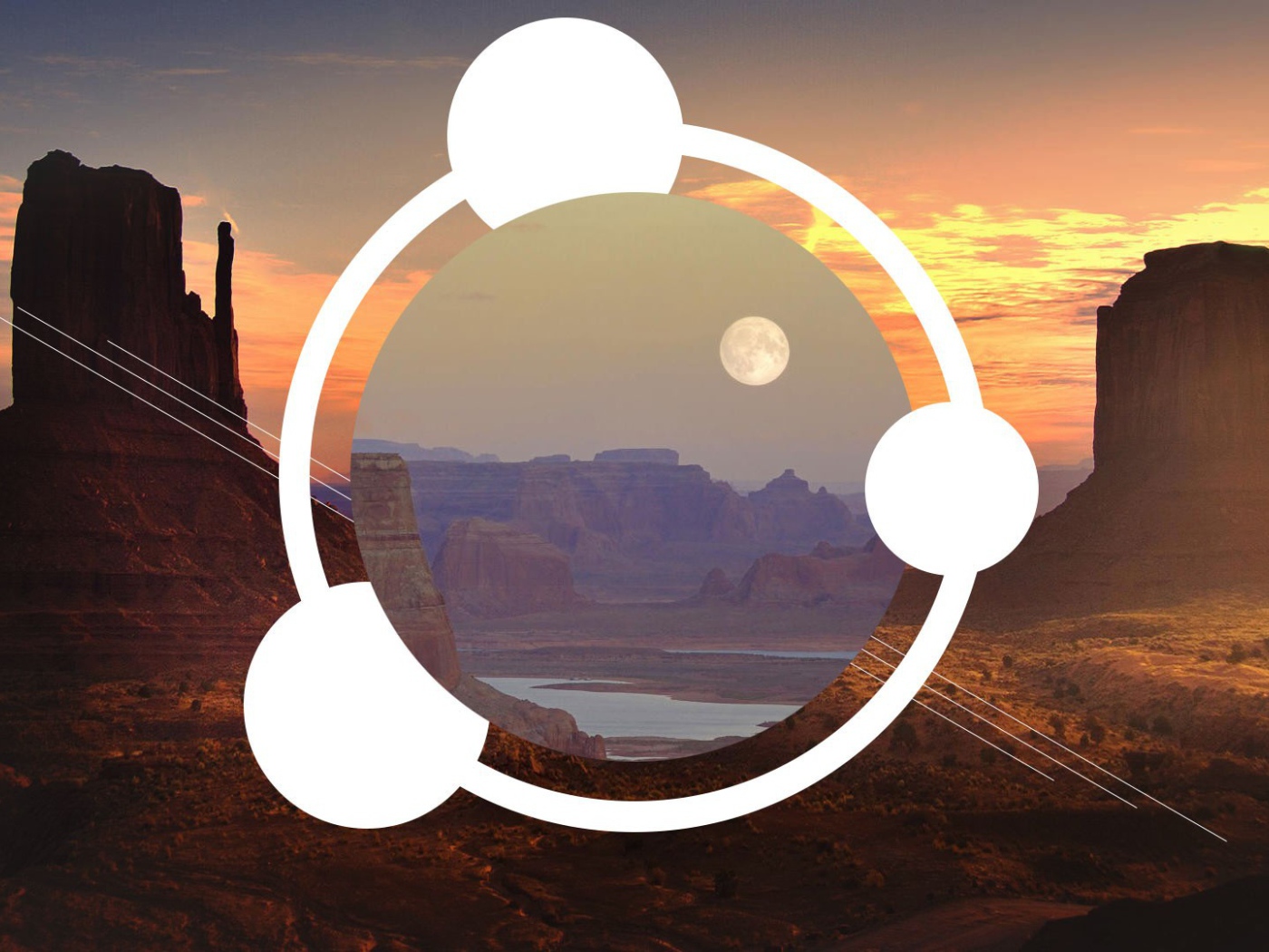 Абстрактные круги на фоне каньона