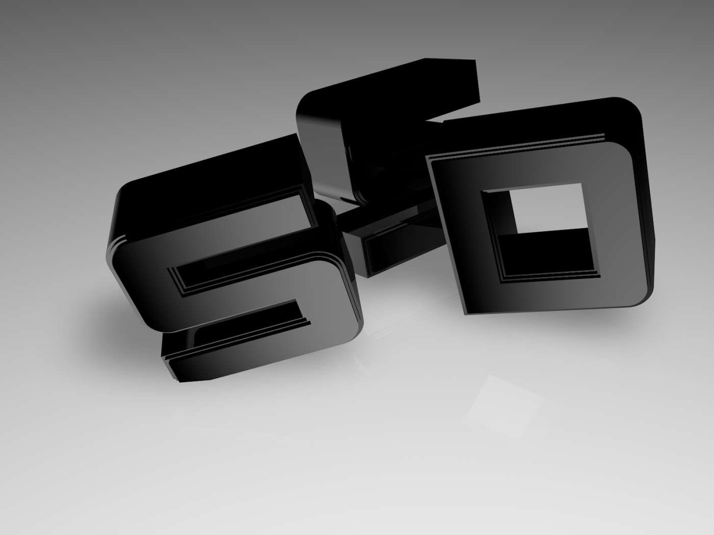 Черные буквы на сером фоне, 3Д модель