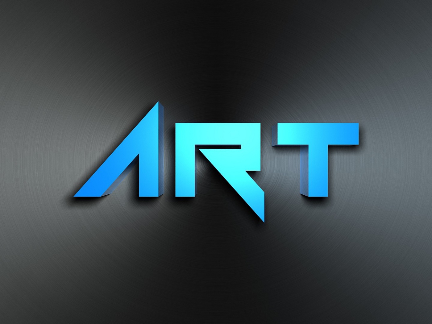 Голубая надпись Арт на металле, 3Д графика