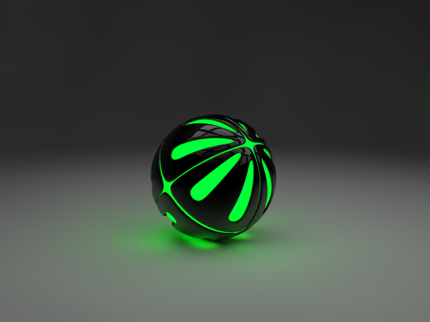 Зеленый шар на сером фоне, 3-Д графика