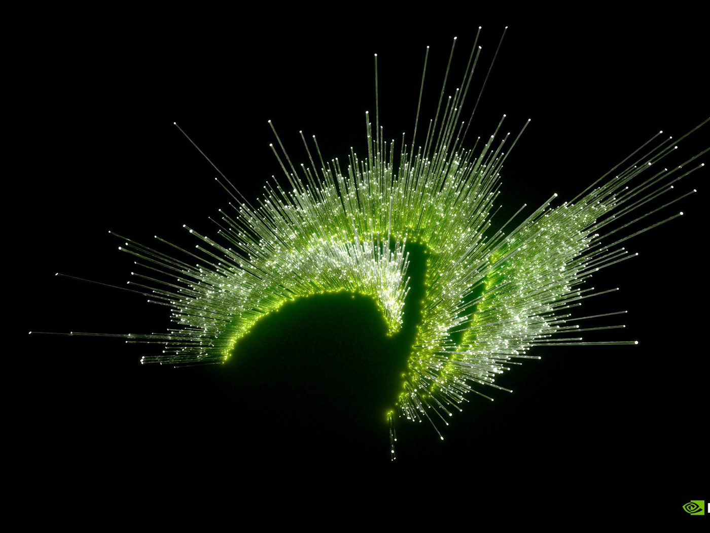 Зеленые огни оптического волокна