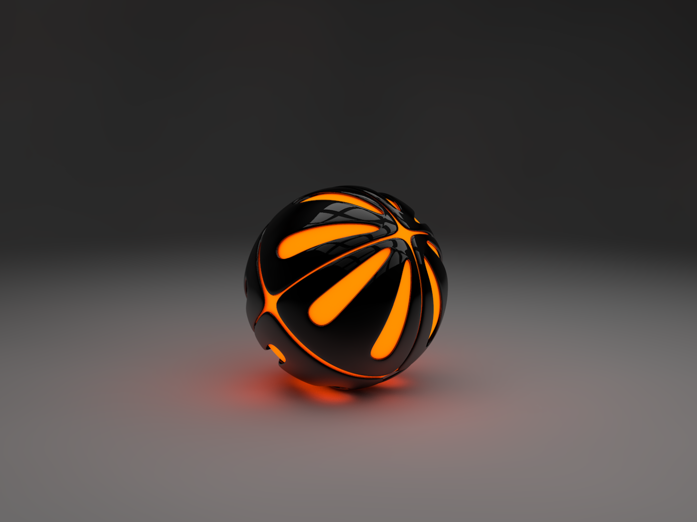 Оранжевый шар на сером фоне, 3-Д графика