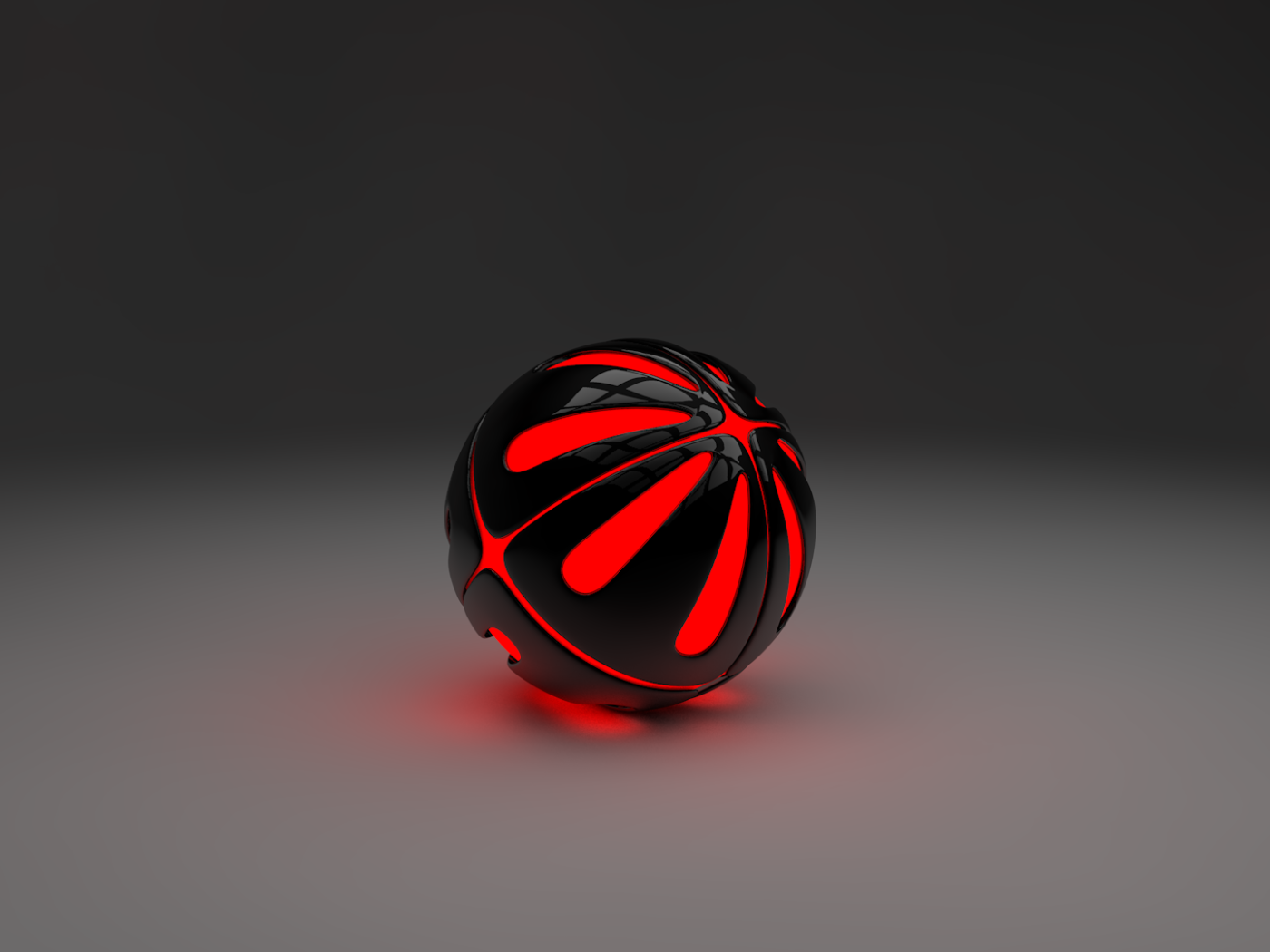 Красный шар на сером фоне, 3-Д графика