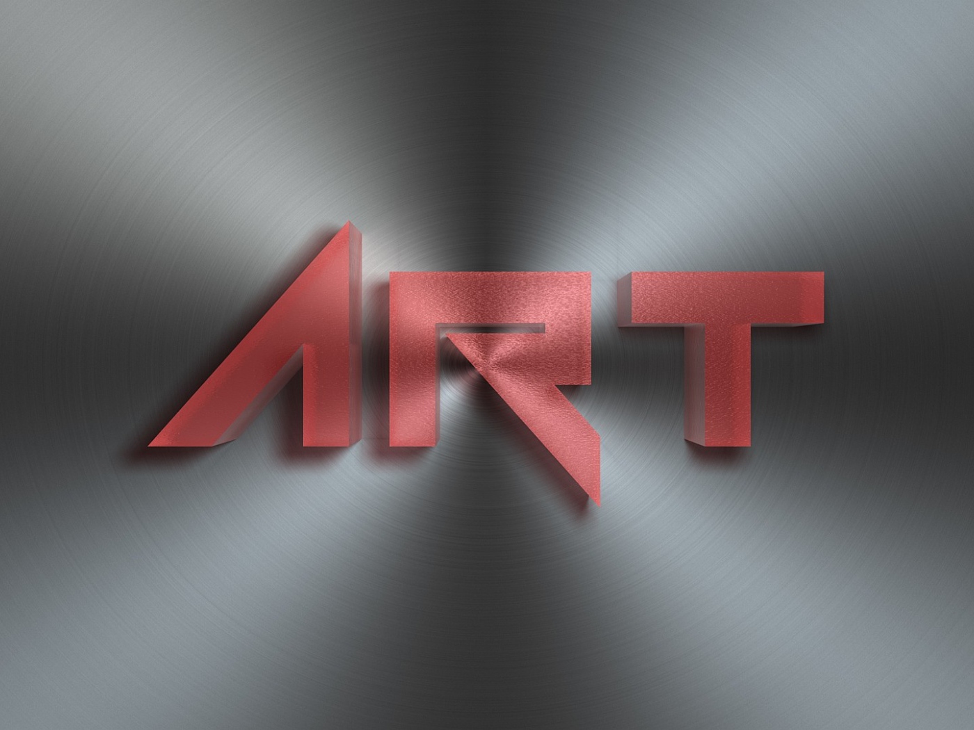 Красная надпись Арт на металле, 3д графика