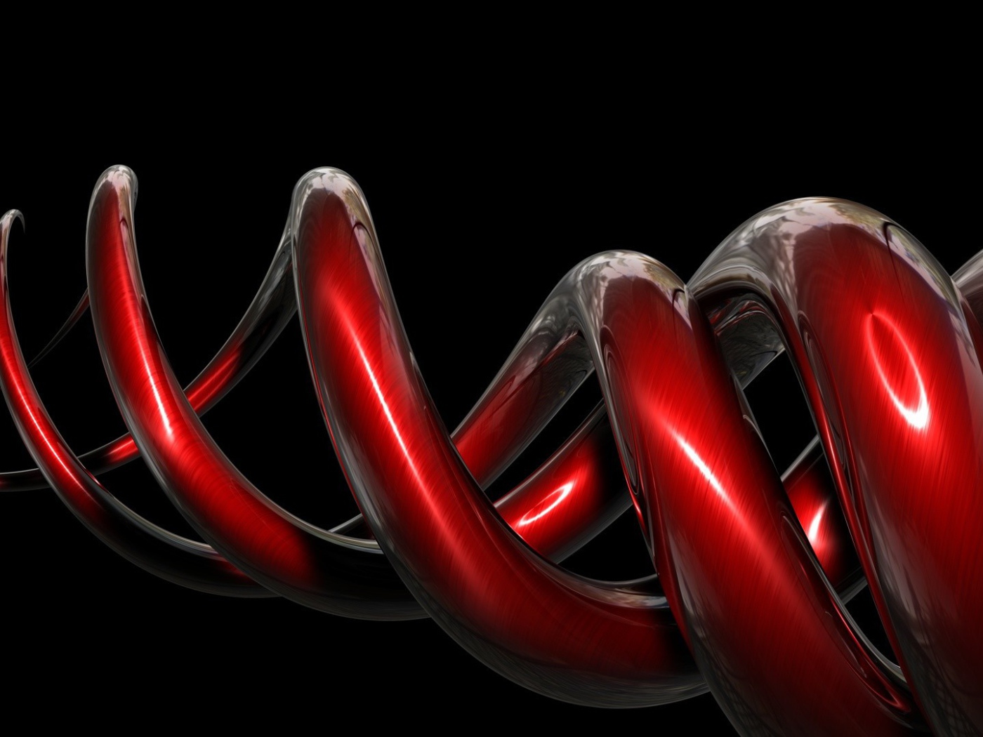 Красная спираль на черном фоне, 3-Д графика