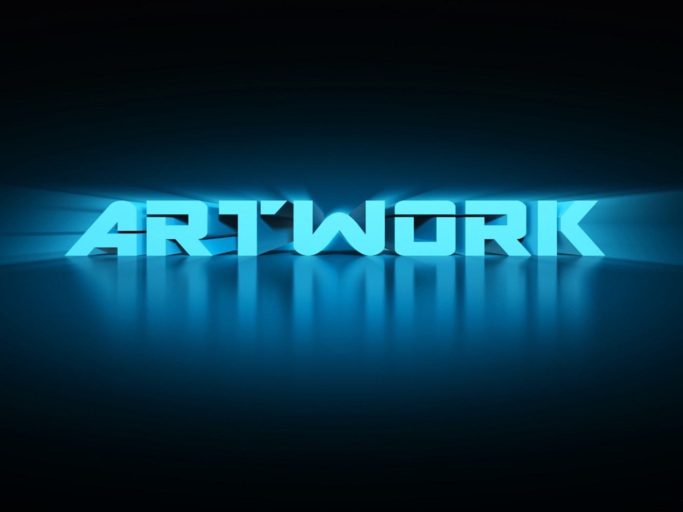 Голубые буквы на темном фоне, 3Д графика