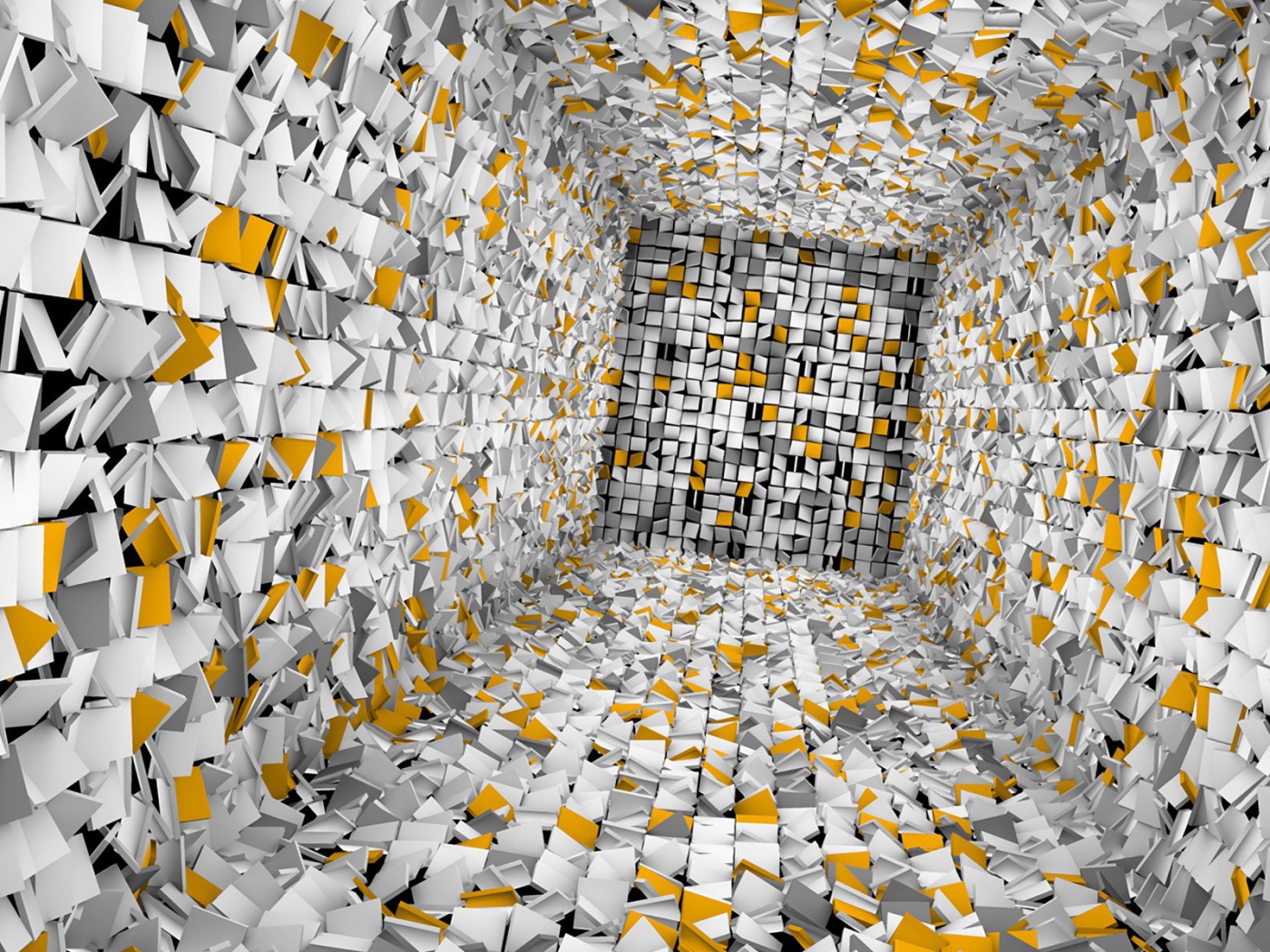 Колодец из белой и желтой плитки