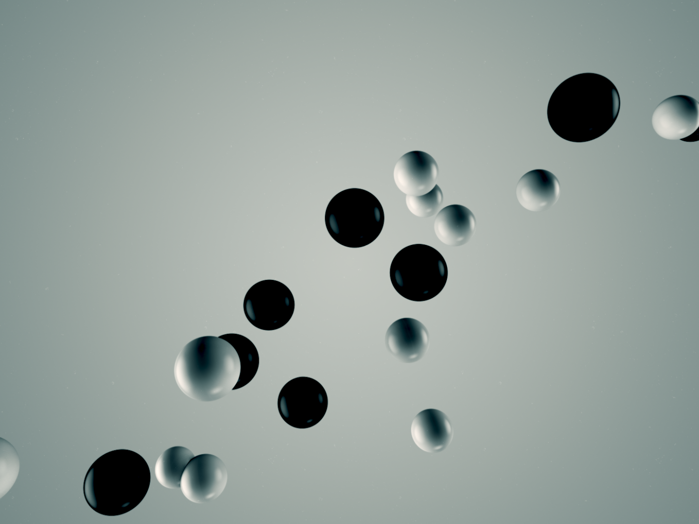 Белые и черные шары в воздухе 3Д