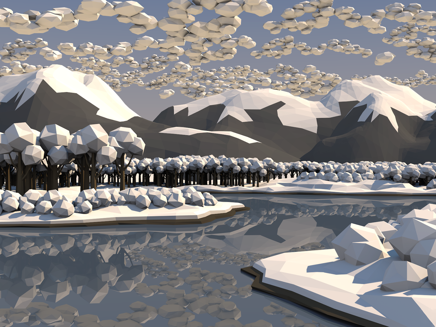 Зимний лес, 3Д графика