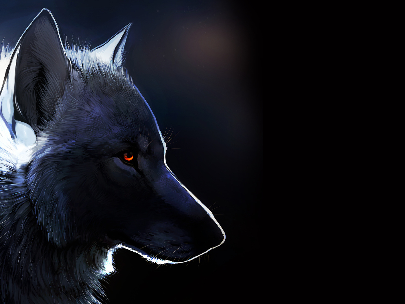 	   Wolf with glowing eyes