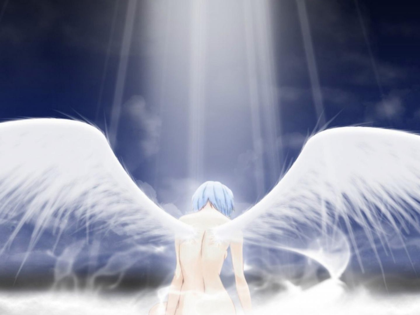 Ангел аниме в лучах света