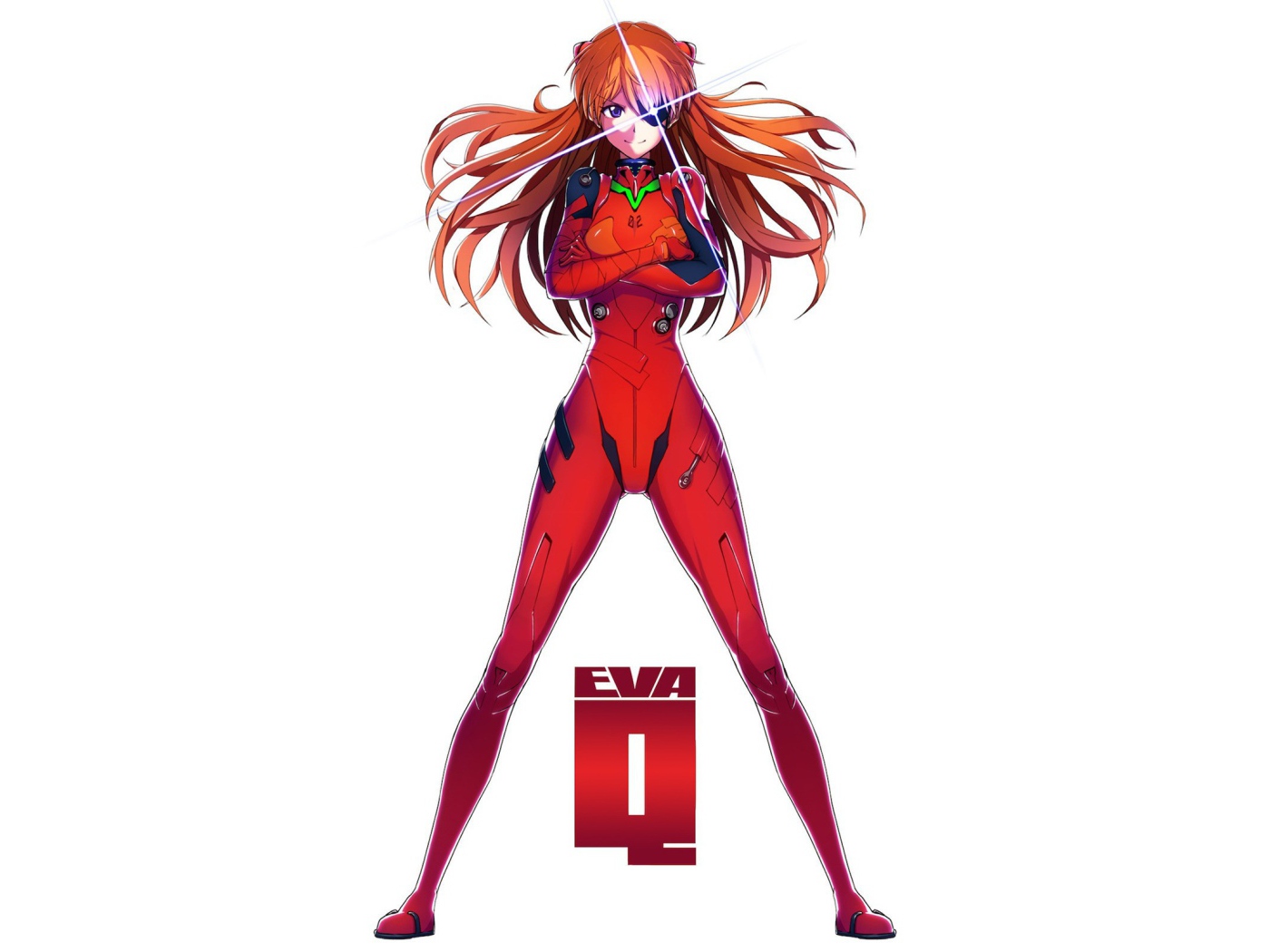 Девушка аниме Аска Лэнгли Сорью в красном