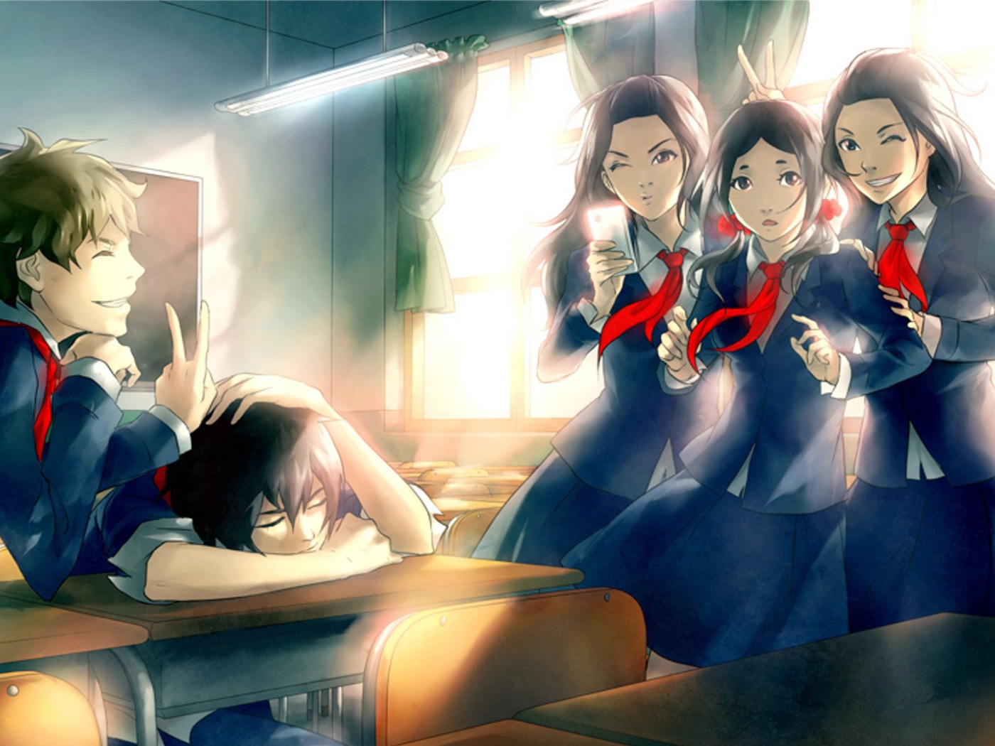 Персонажи аниме в школьной форме