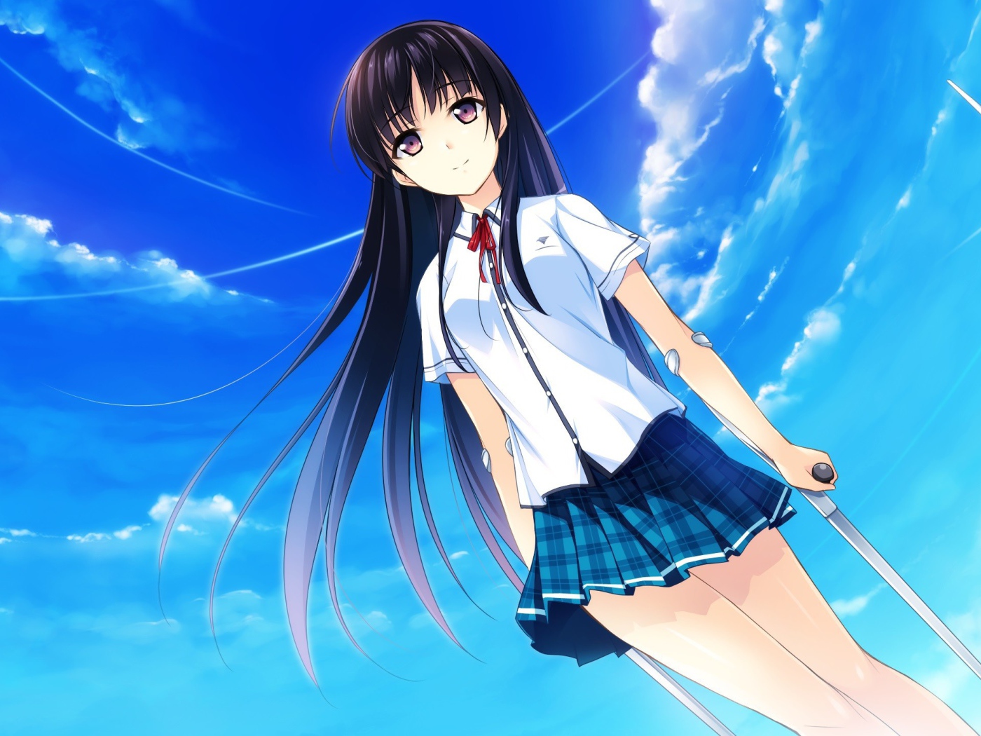 Аниме девушка на фоне неба, Натюрморт в серых тонах