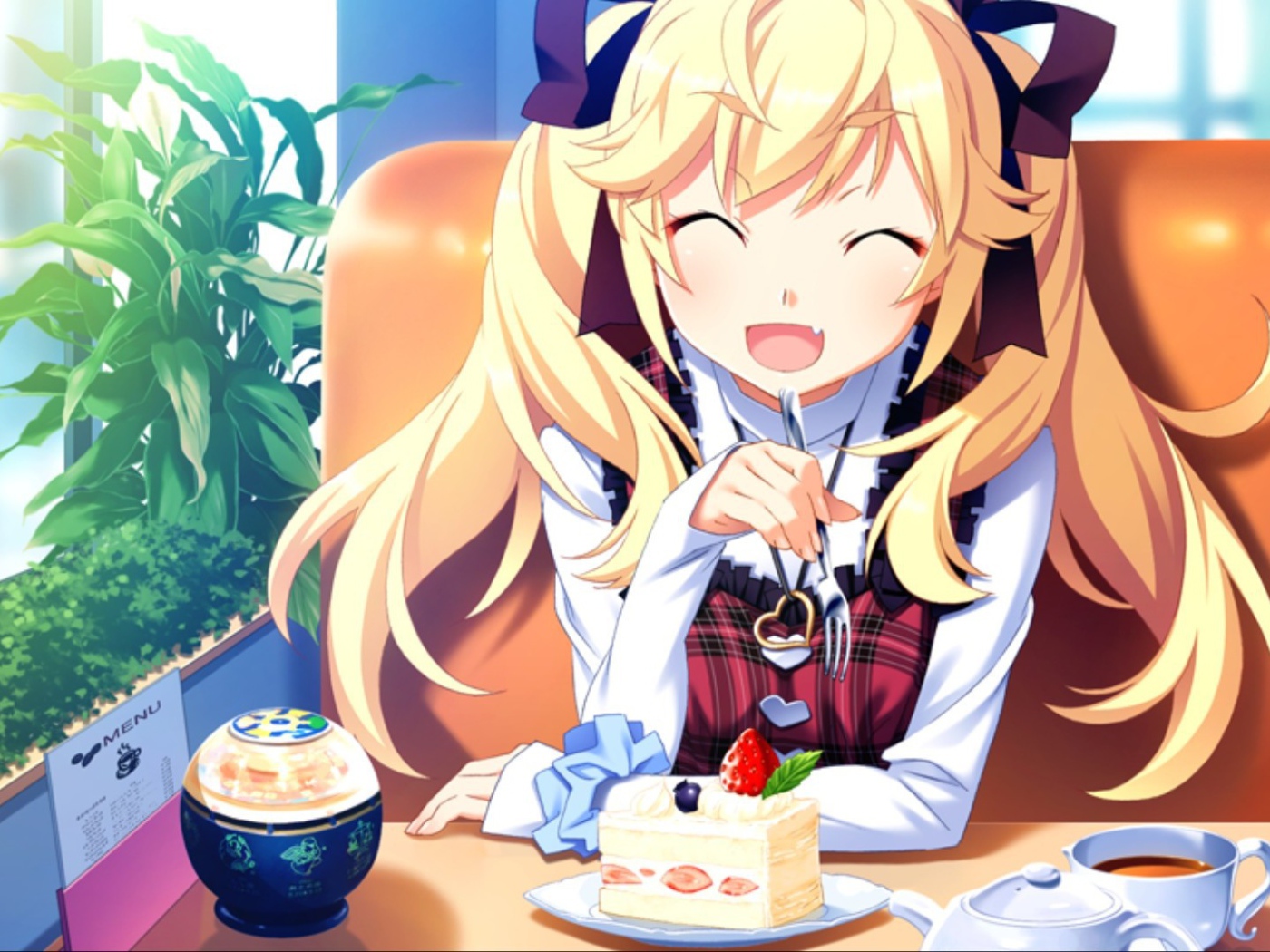 Аниме девушка в кафе, Натюрморт в серых тонах