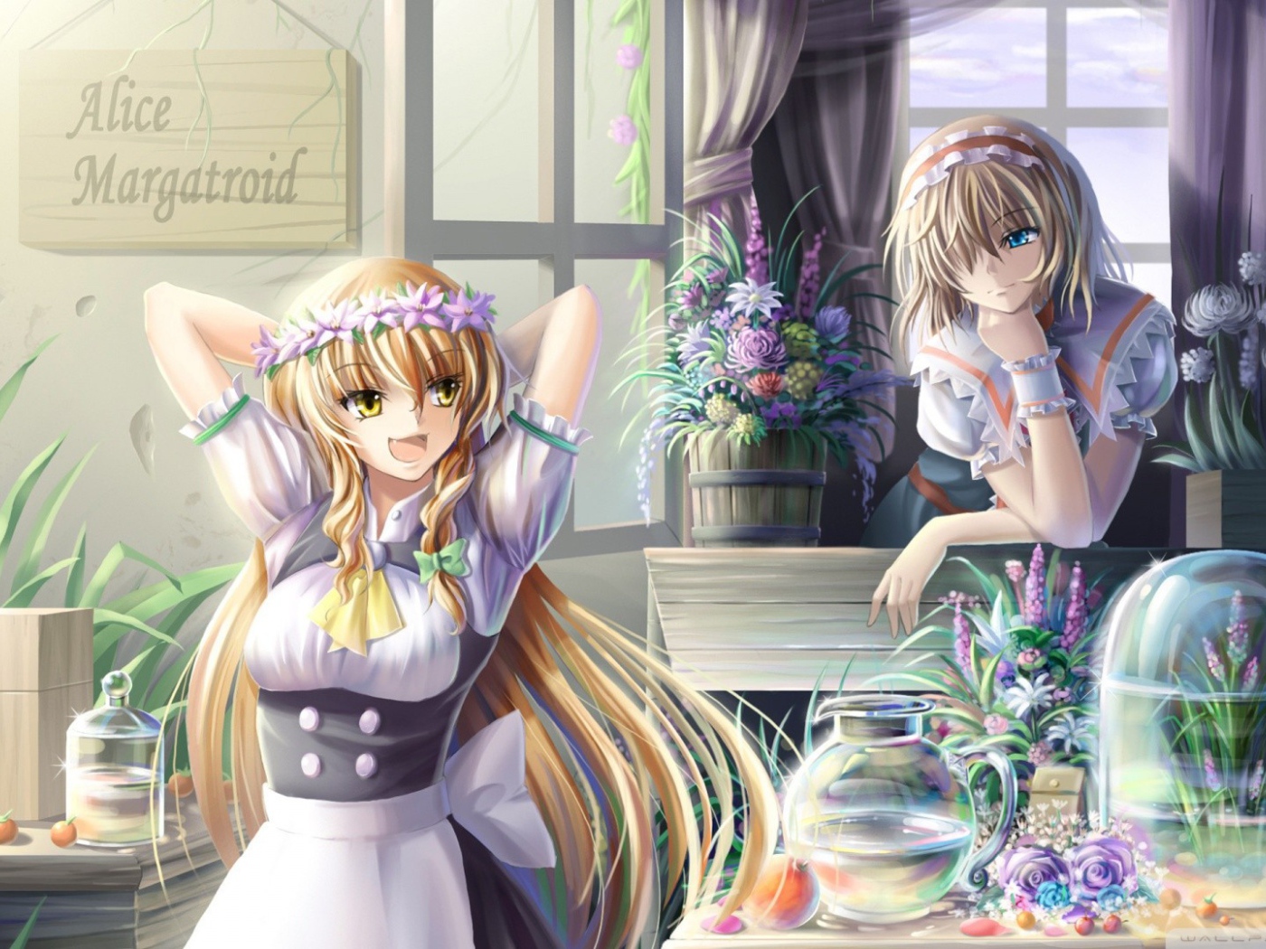 Аниме девушки продают цветы