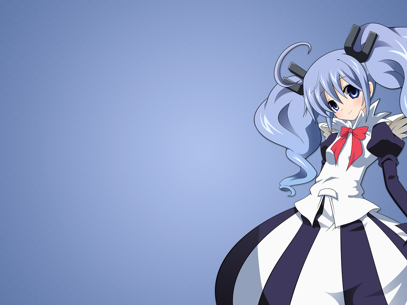 Девушка аниме с голубыми волосами на голубом фоне