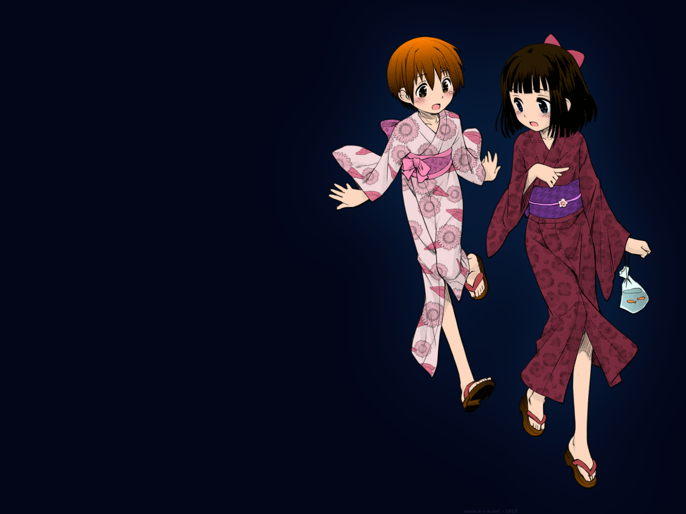 Девушки аниме в кимоно