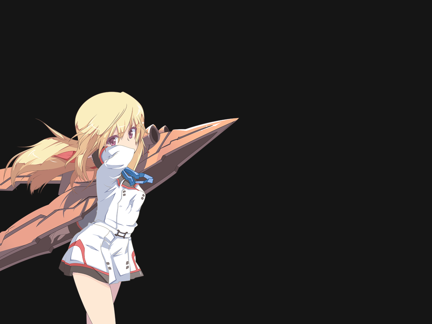 Девушка из аниме Необъятные Небеса на черном фоне