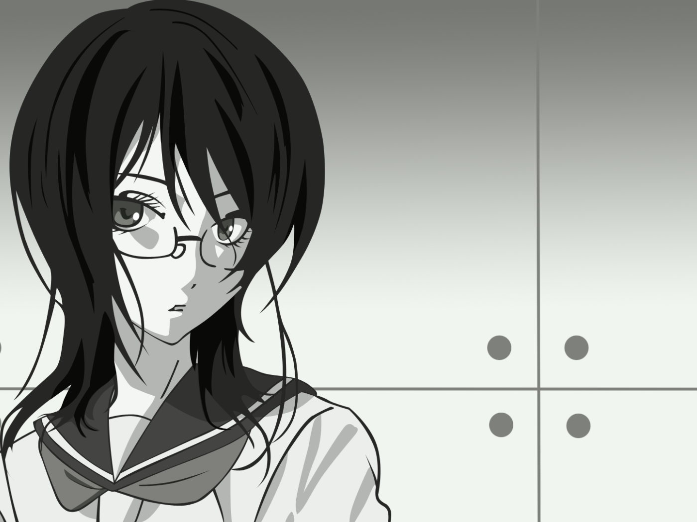 Девушка в очках в аниме Sayonara Zetsubou Sensei