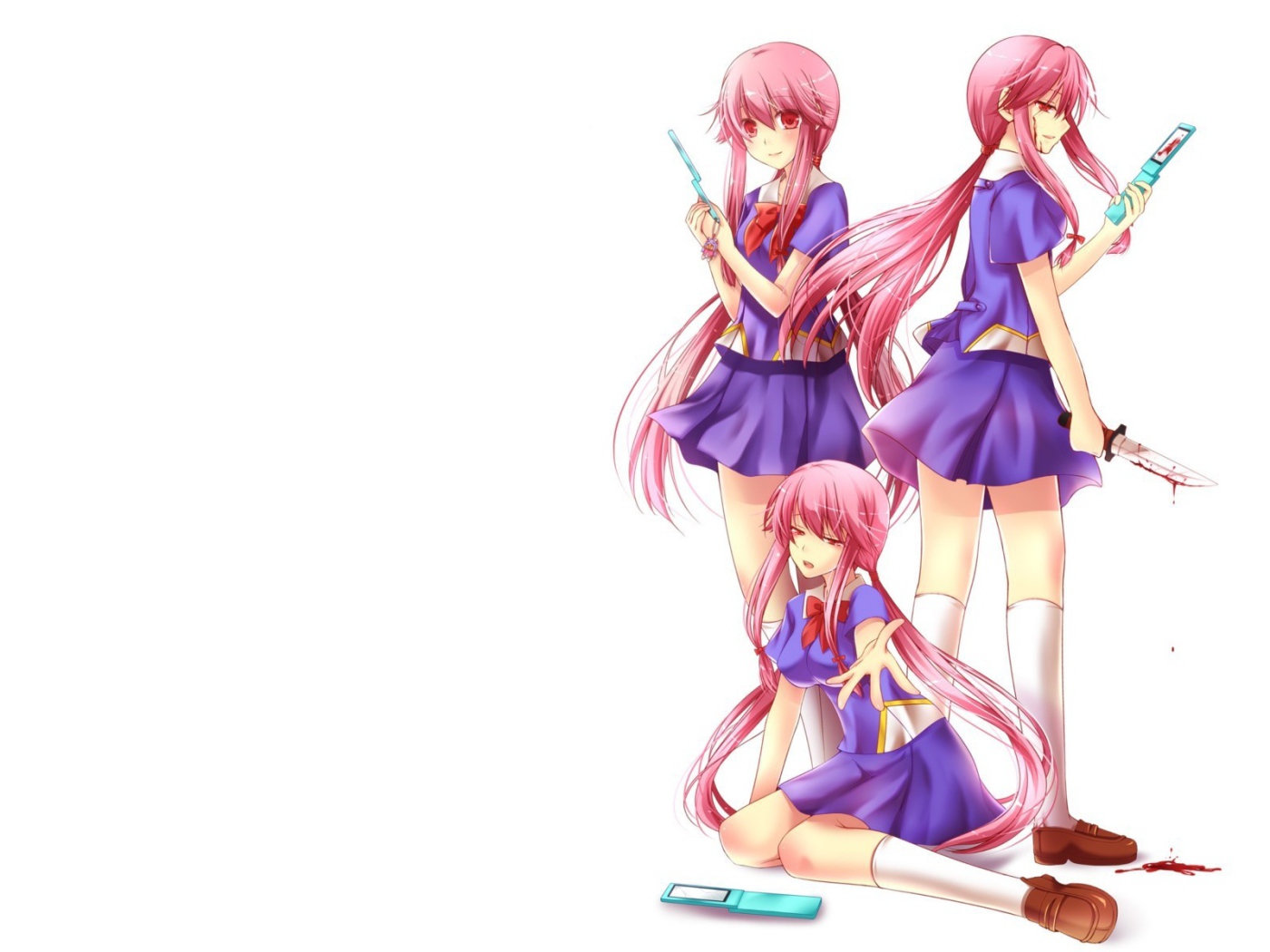 Девушки на белом фоне, аниме Яндере