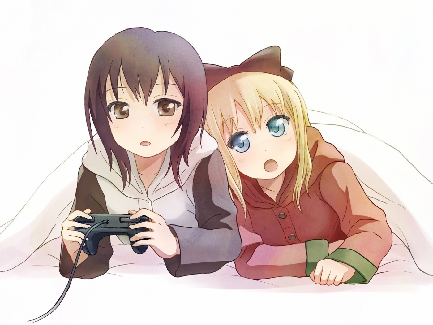 Девушки играют в видеоигры в аниме Юру юри