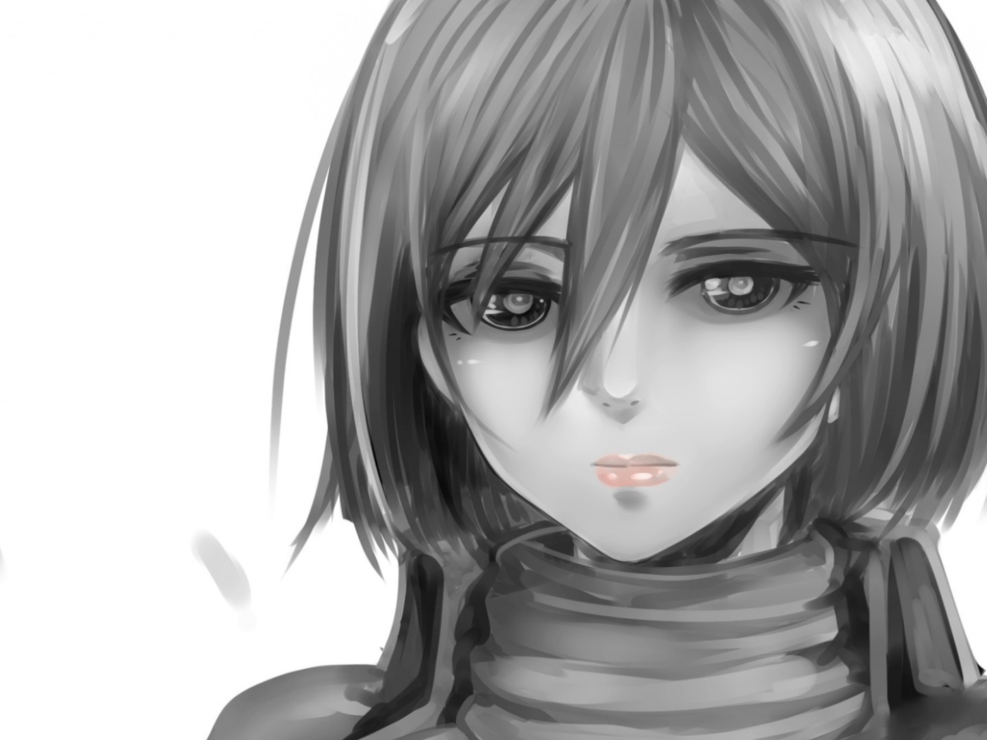 Серый рисунок девушки аниме Атака Титанов
