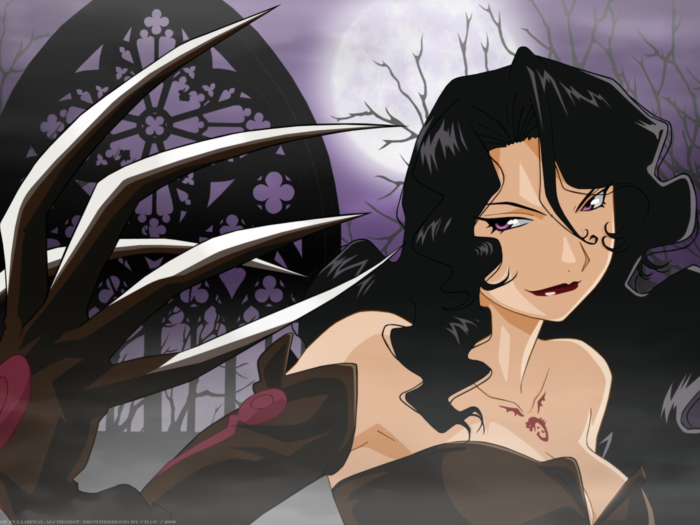 Черноволосая ведьма из аниме