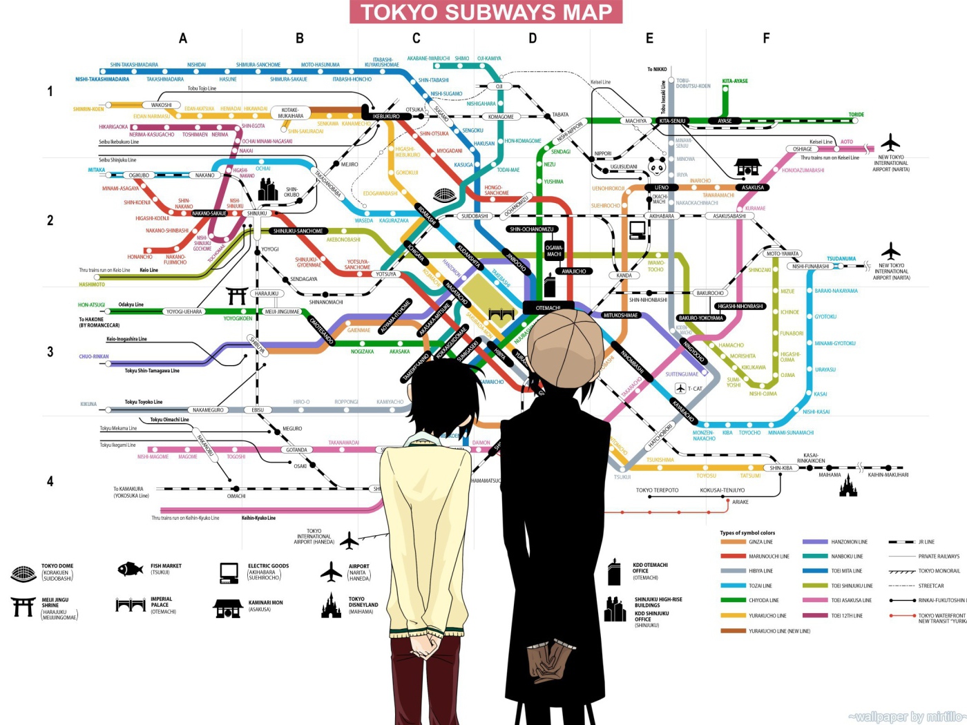 Герои аниме у карты метро