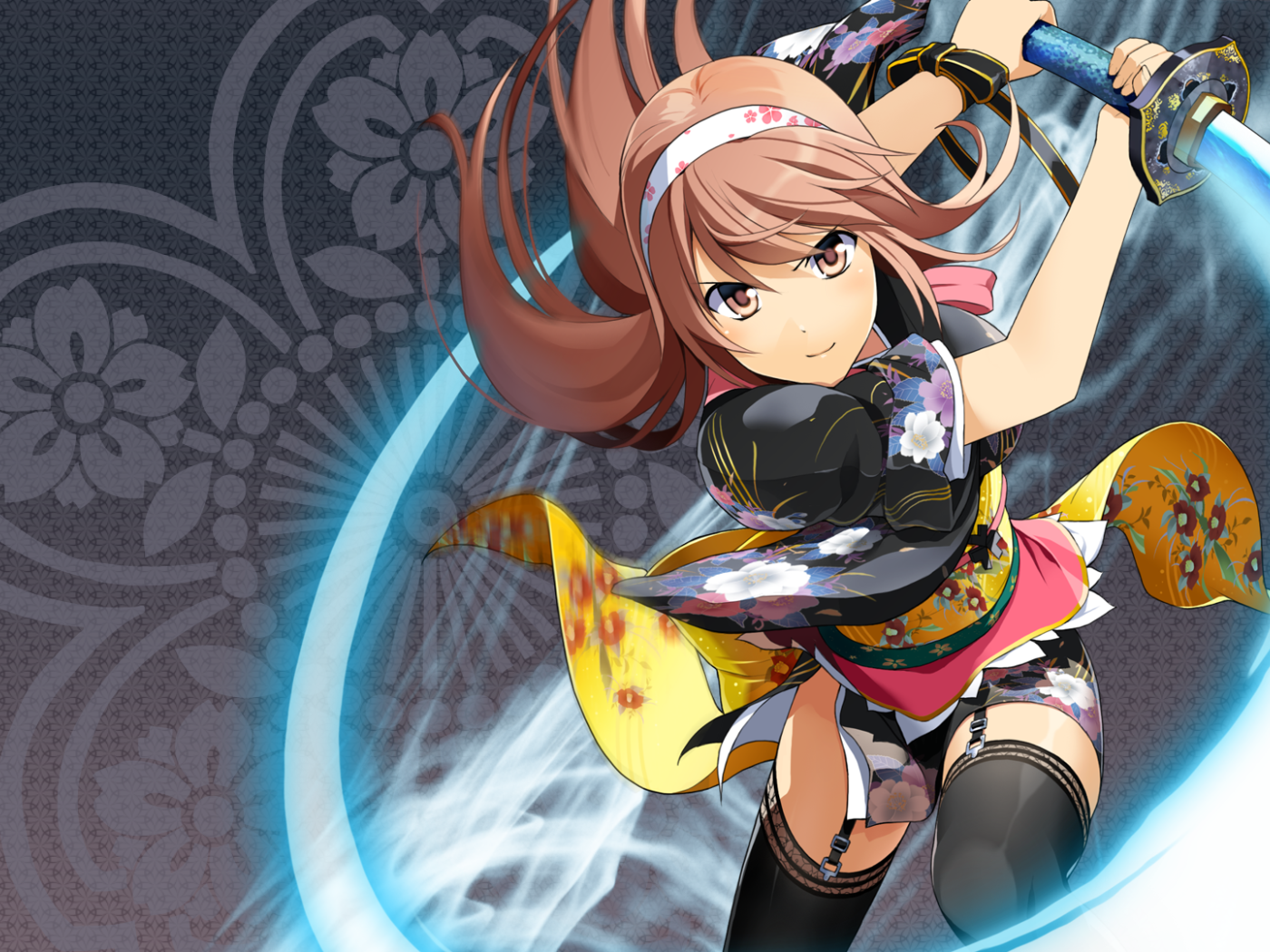 Световой меч в руке девушки аниме Onigirl