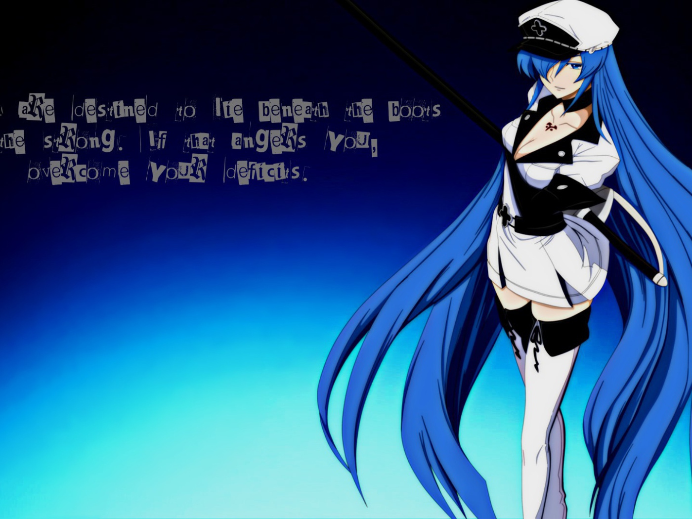 Длинные синие волосы, аниме Akame ga Kill