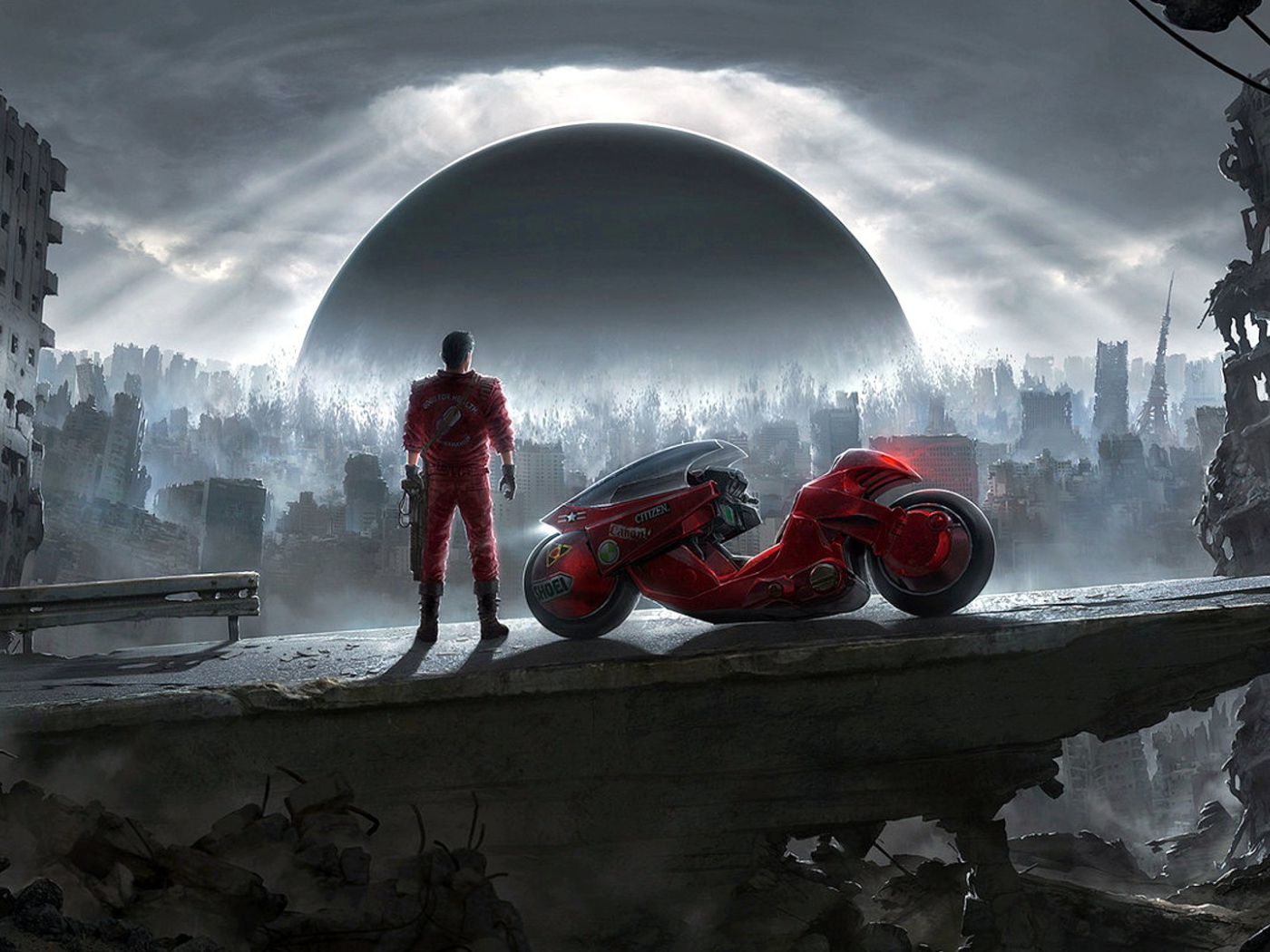 Руины старого города в аниме Акира