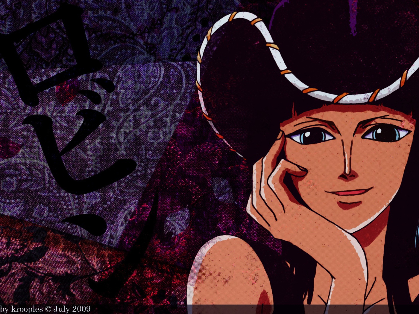 Грустная Нико Робин в шляпе, аниме Большой куш