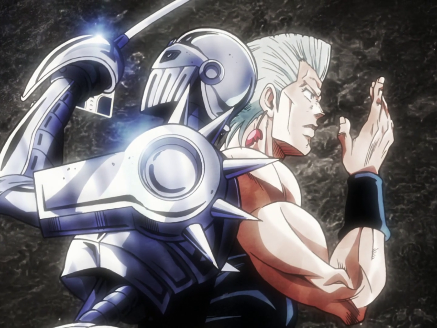 Серебряный рыцарь и Жан Пьер из аниме Приключения Джоджо