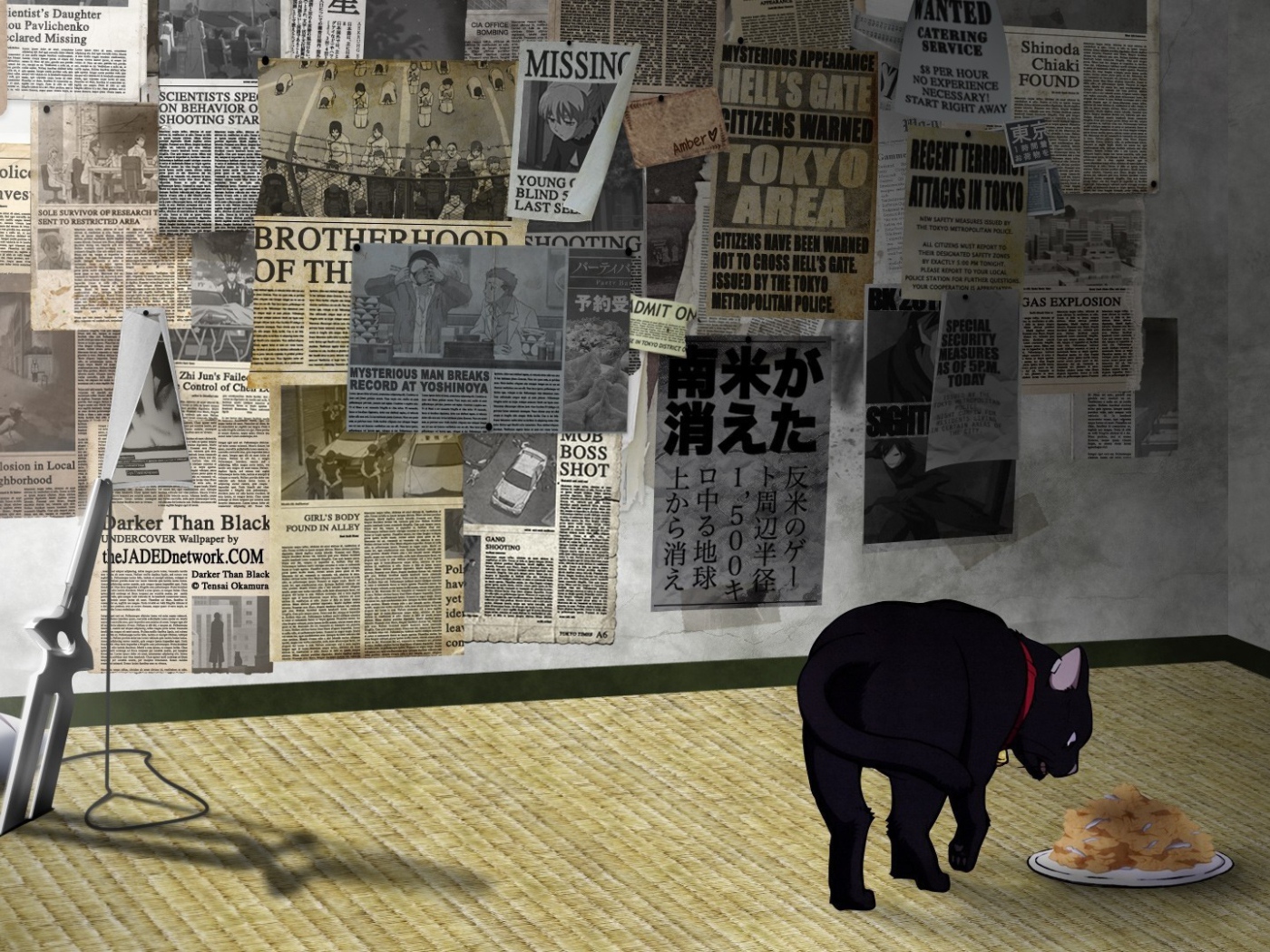 Кот в аниме Темнее черного