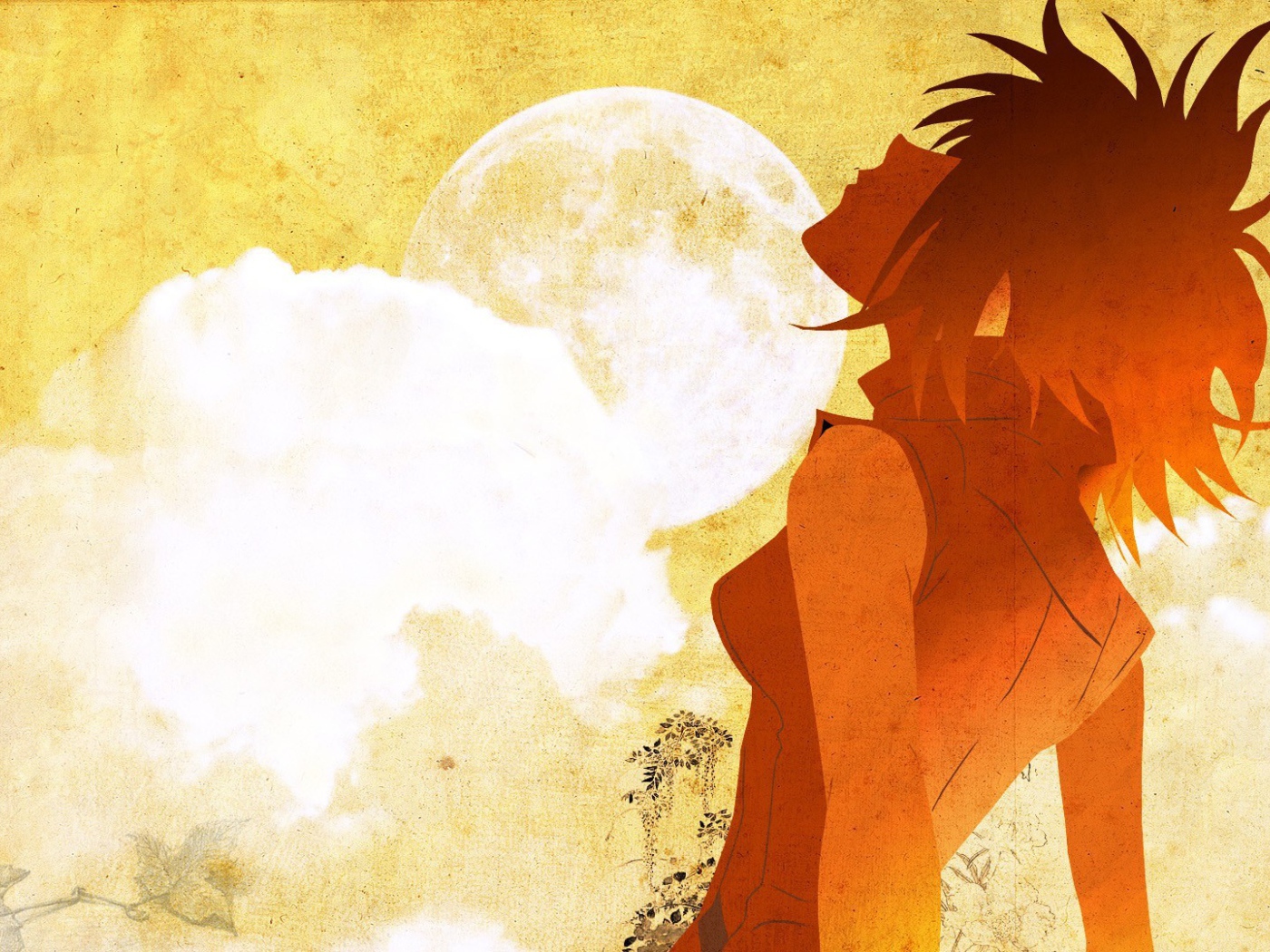 Девушка смотрит вверх в аниме 49 дней