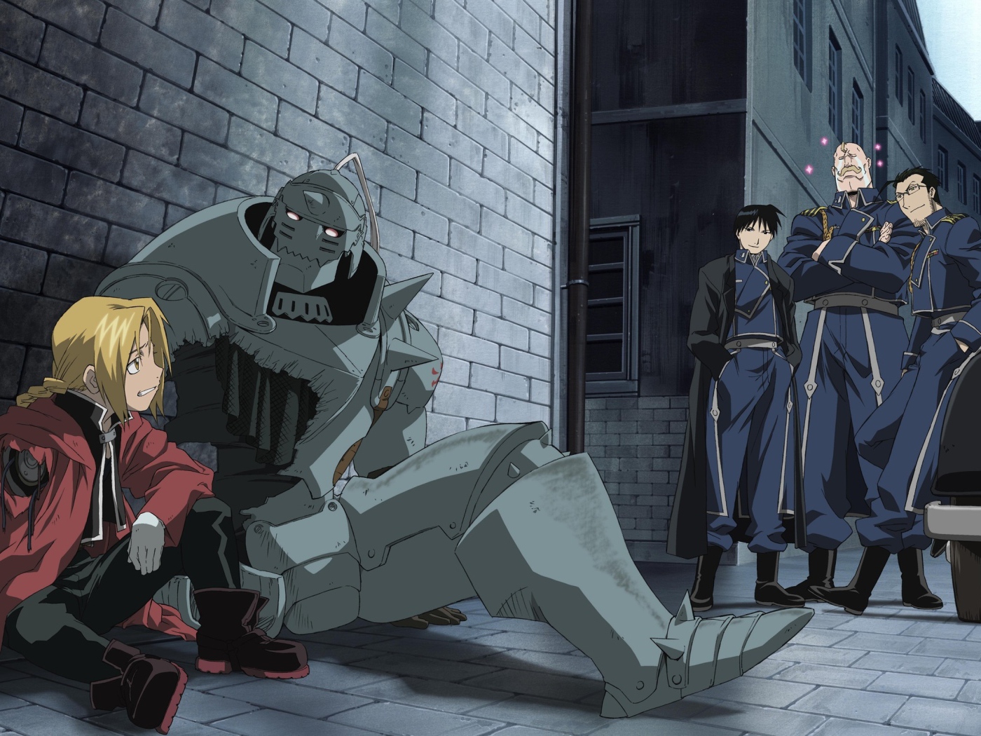 Девочка сидит рядом с роботом в аниме