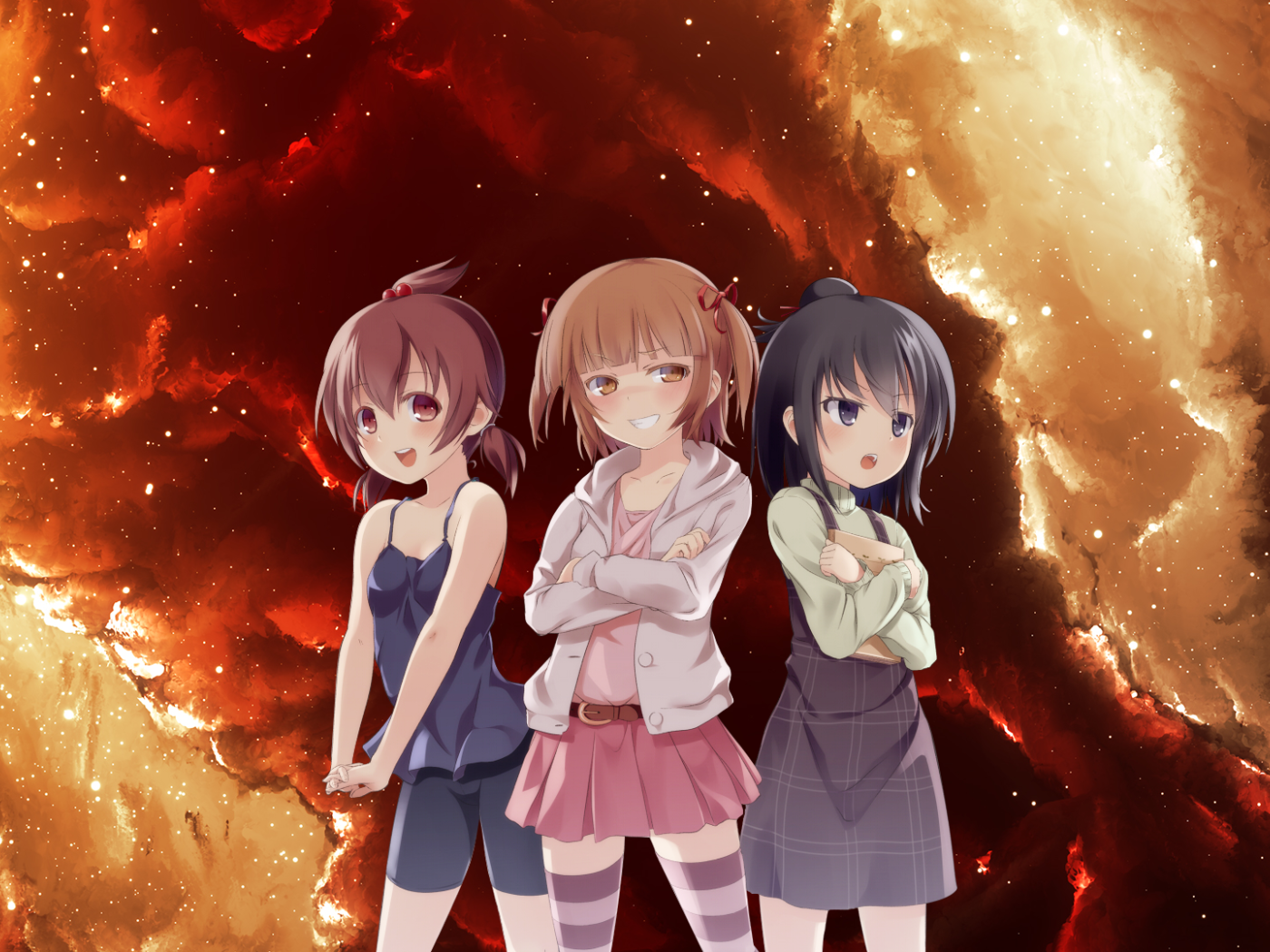 Три девушки из аниме Отвязная троица