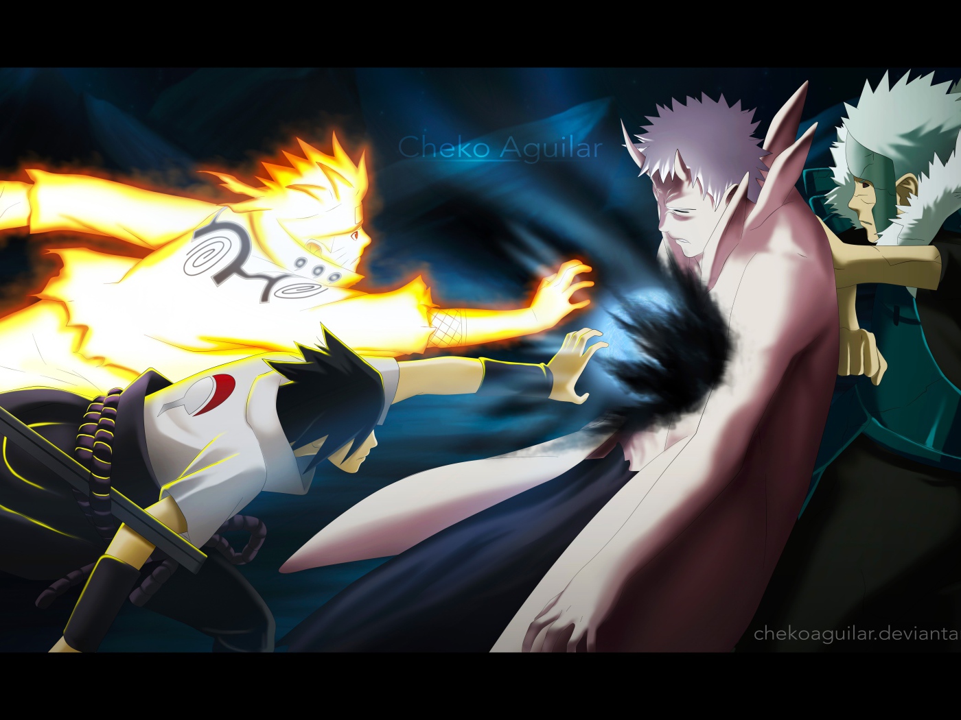 Тобирама и Наруто в бою, аниме