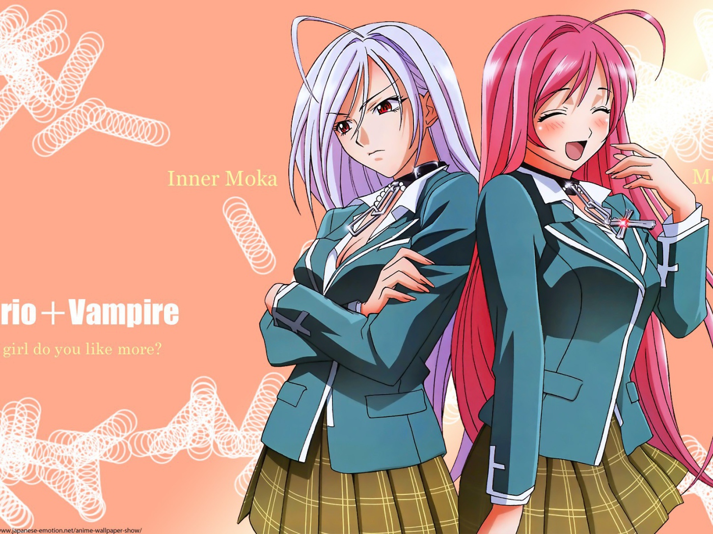 Две девушки в аниме Крестик + Вампир