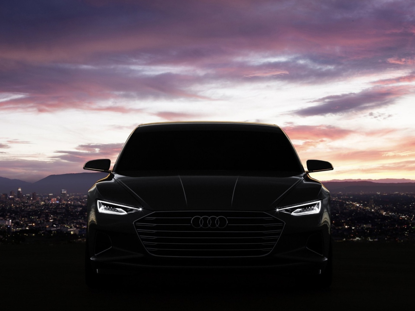 Silhouette black Audi Prologue on city background